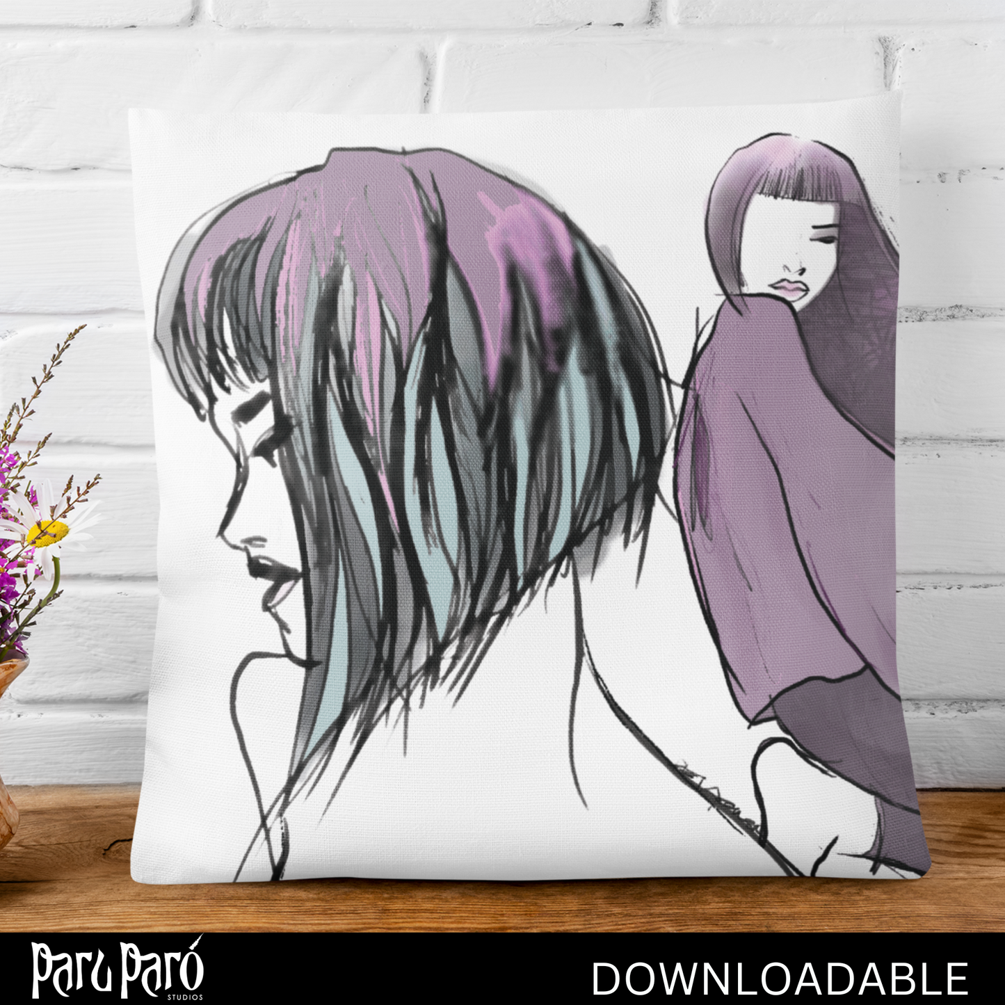 Two Face Purple Woman PNG Sublimation Wall Art