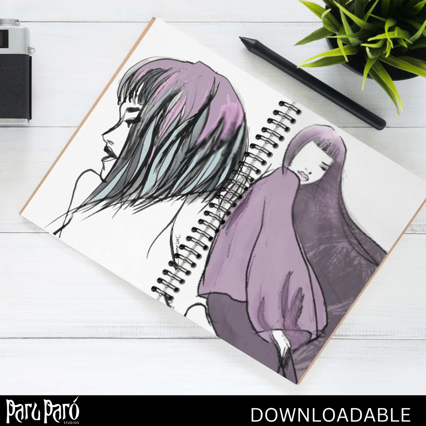 Two Face Purple Woman PNG Sublimation Wall Art