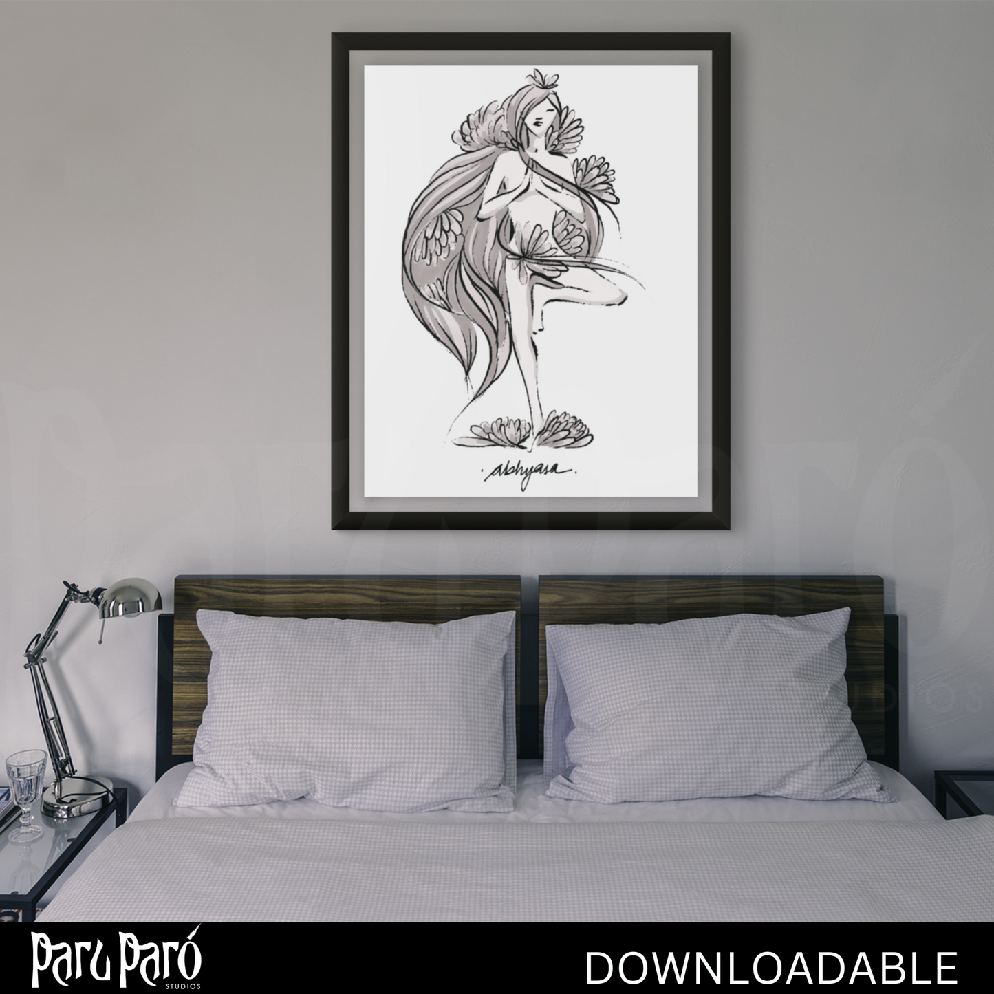 Vrikshasana Yoga Pose PNG Sublimation Digital Wall Art