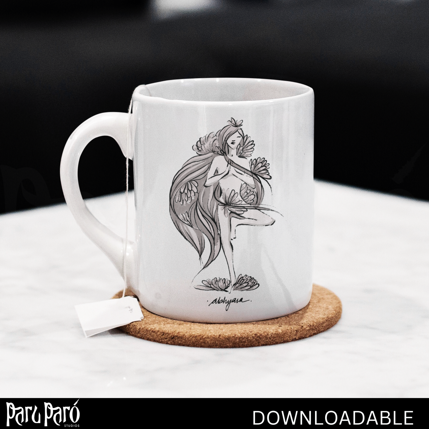 Vrikshasana Yoga Pose PNG Sublimation Digital Wall Art