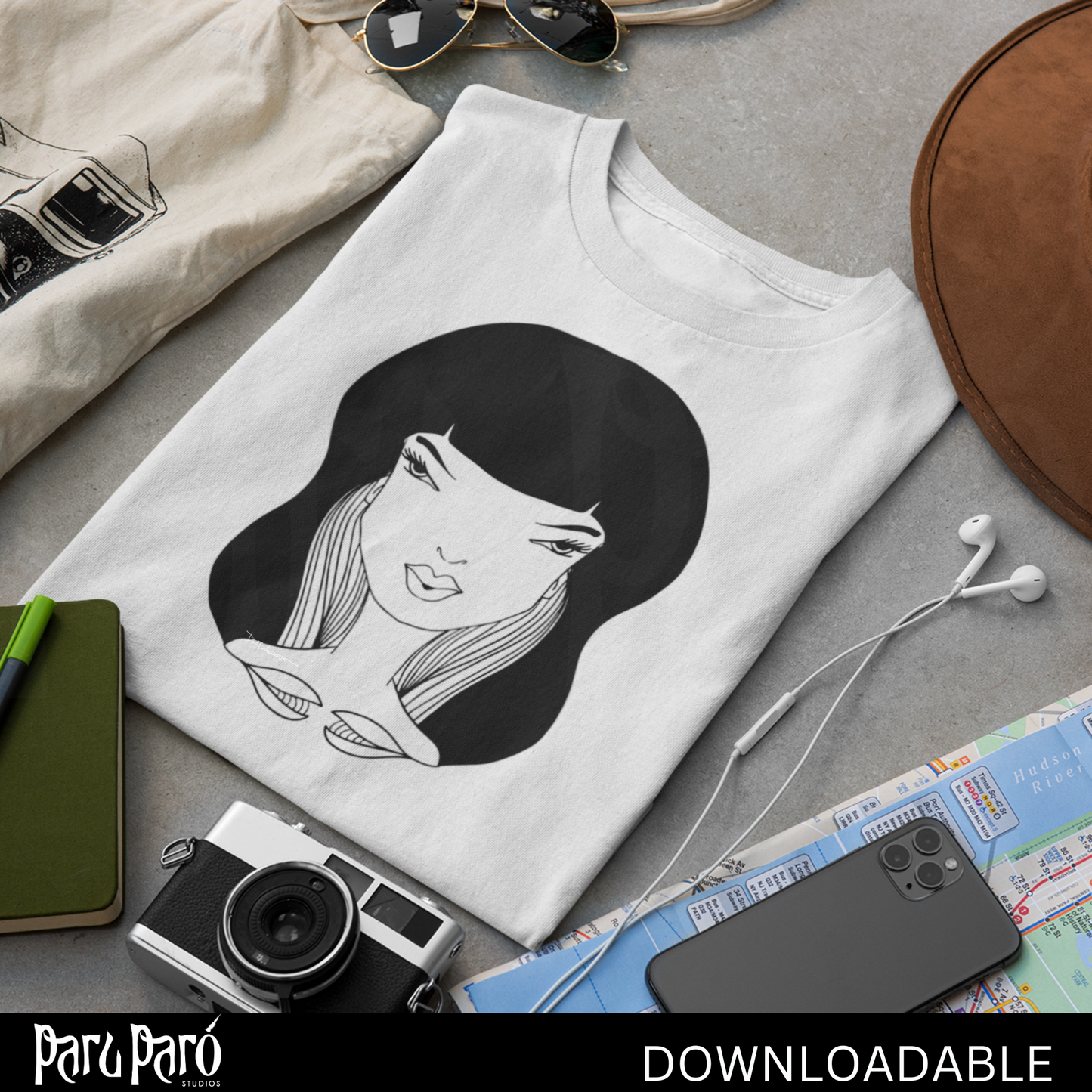 Wavy Hair Beautiful Afro Woman PNG Sublimation Digital Wall Art