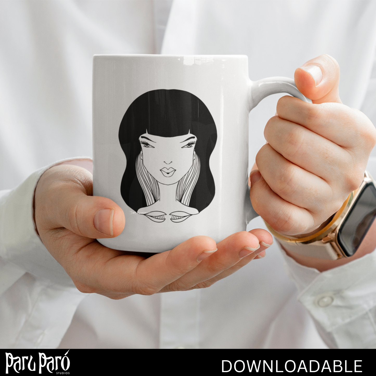 Wavy Hair Beautiful Afro Woman PNG Sublimation Digital Wall Art