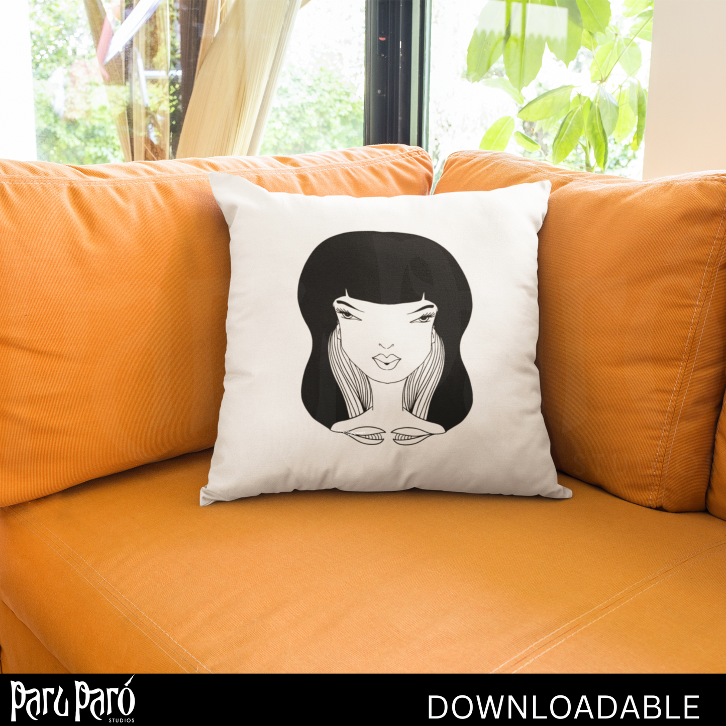 Wavy Hair Beautiful Afro Woman PNG Sublimation Digital Wall Art