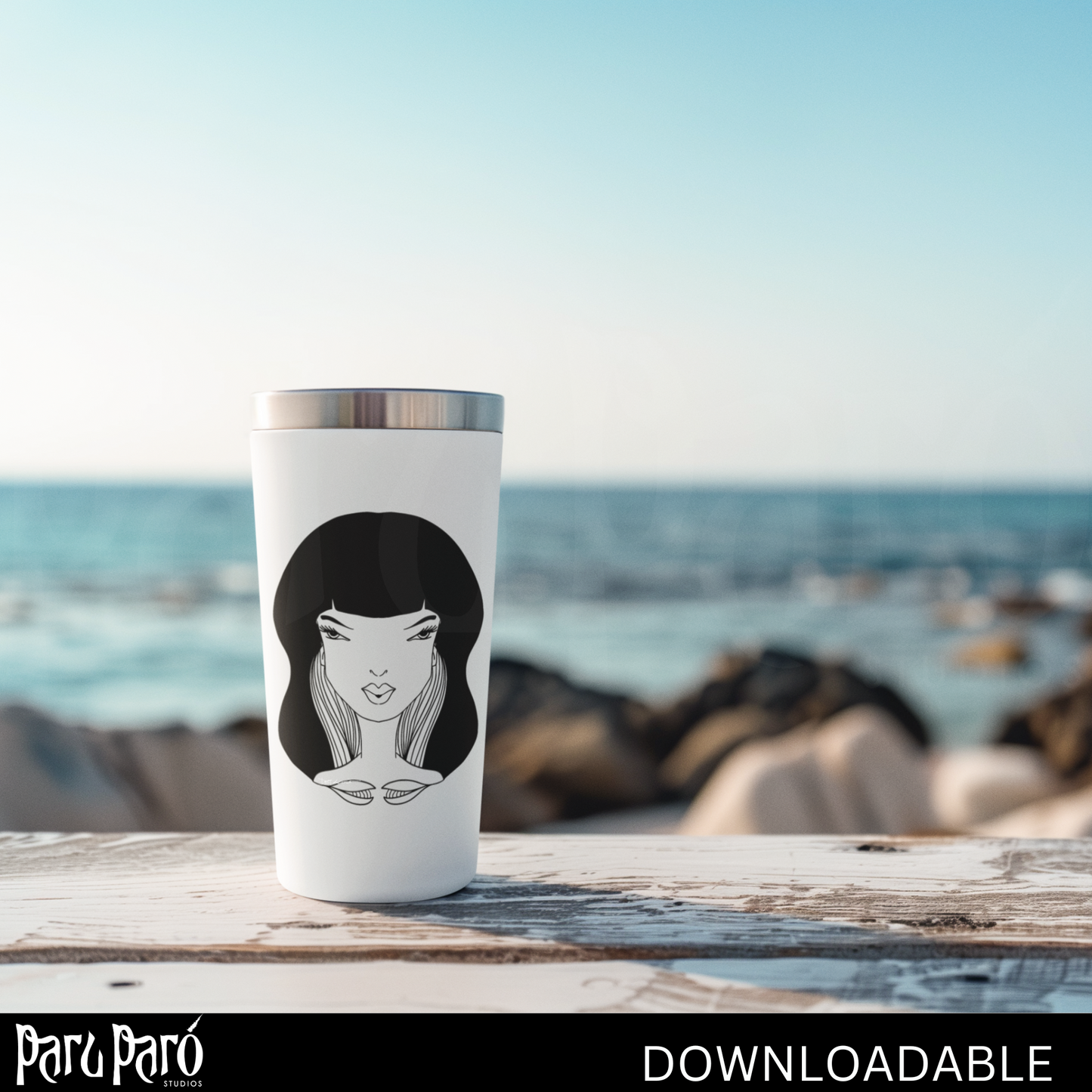 Wavy Hair Beautiful Afro Woman PNG Sublimation Digital Wall Art