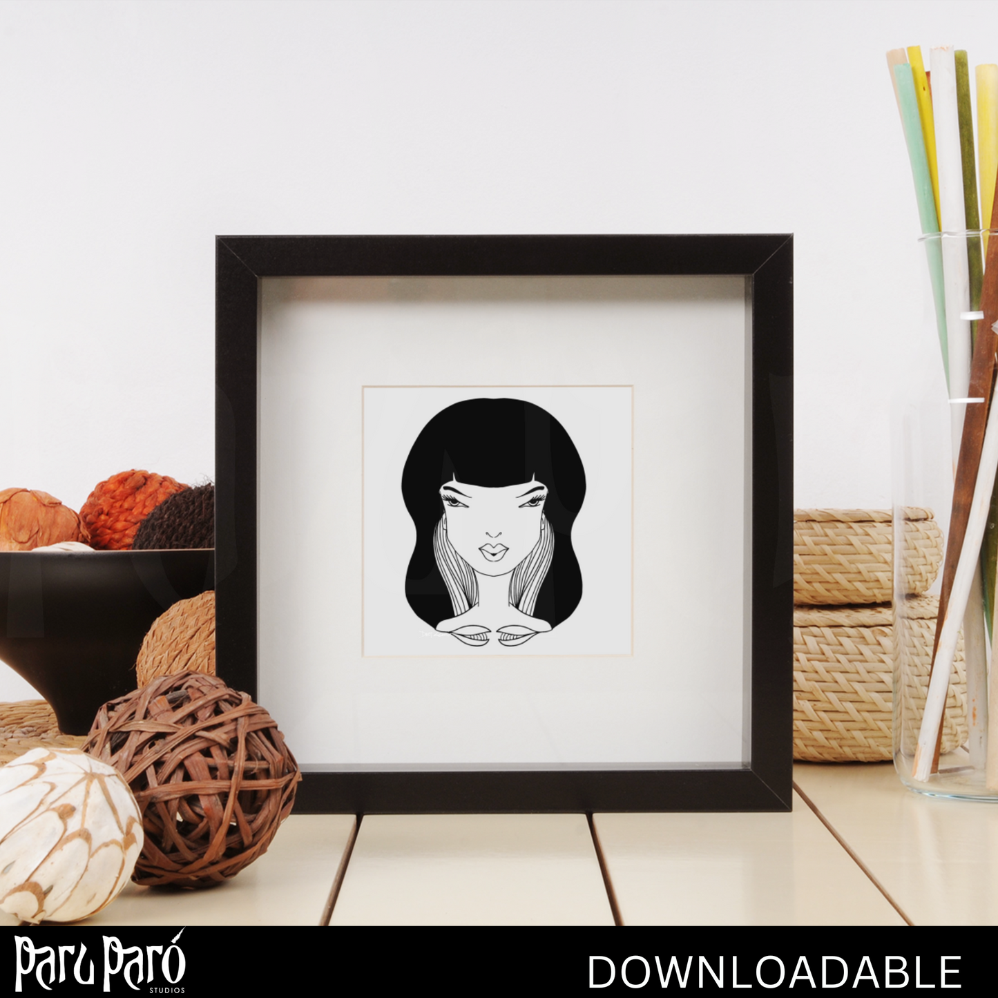 Wavy Hair Beautiful Afro Woman PNG Sublimation Digital Wall Art