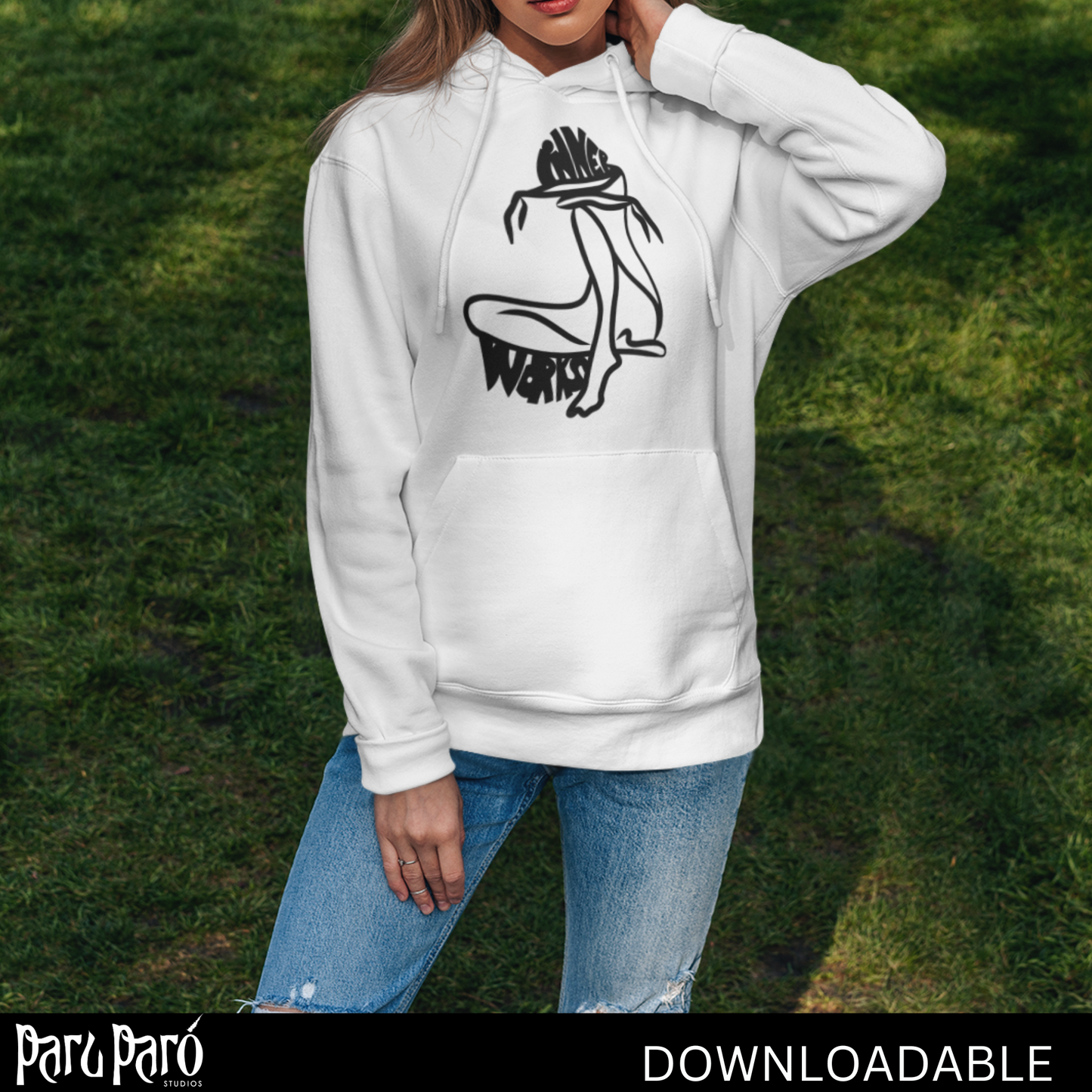 White Ethereal Yoga Woman PNG Sublimation Digital Wall Art