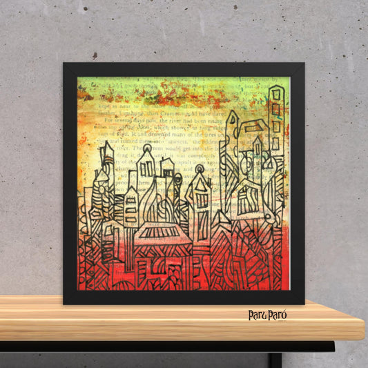 City Scape Abstract Framed Poster Wall Art