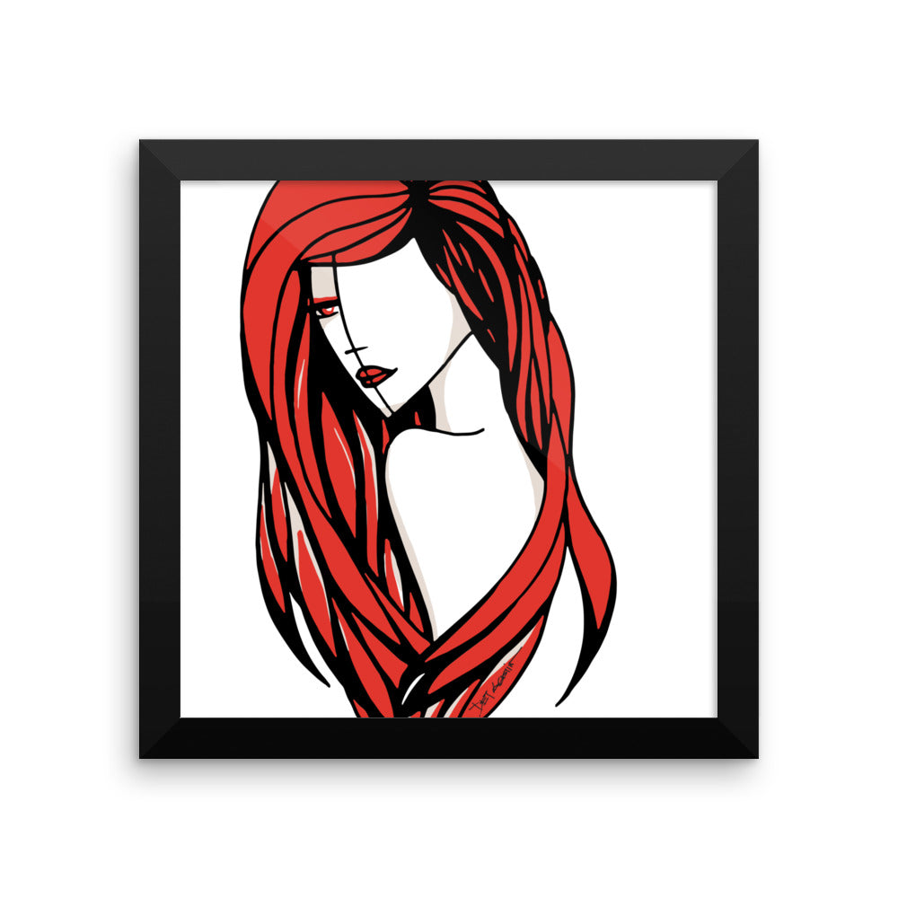 Woman Fashion In Red Framed Poster Wall Art