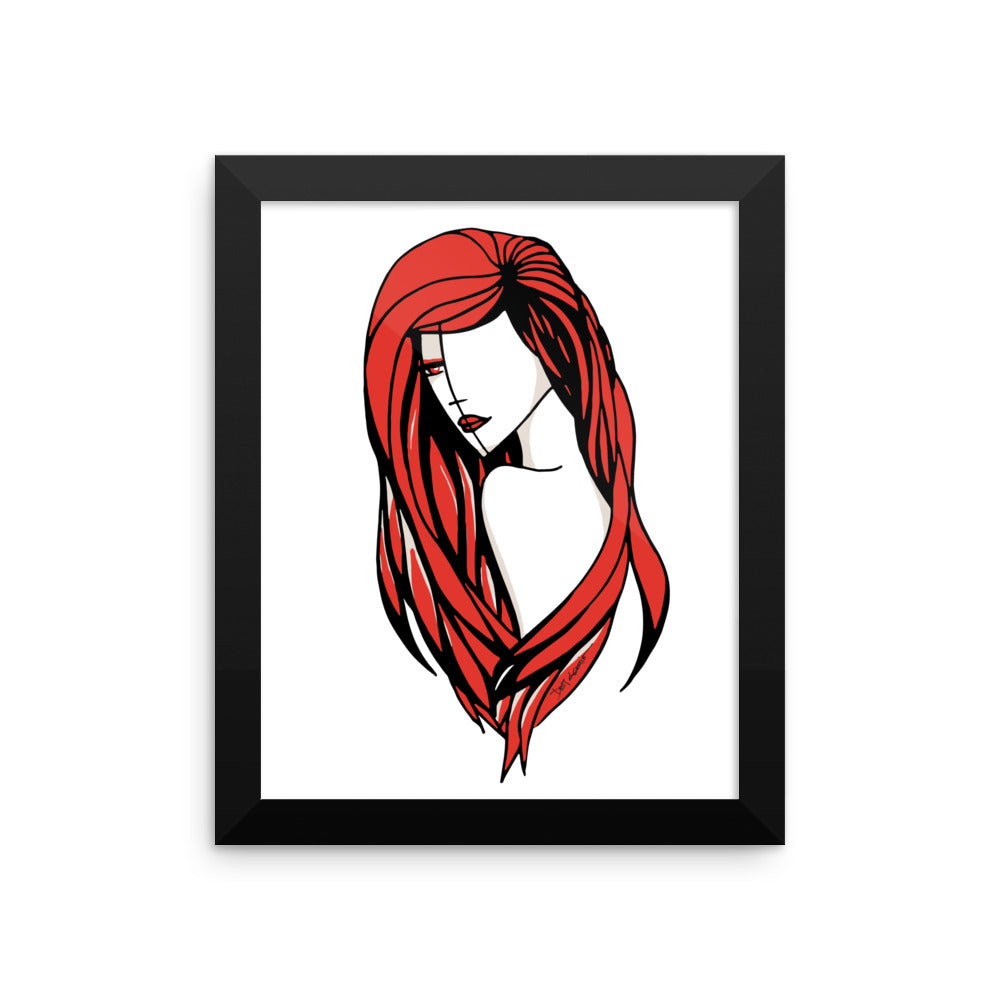Woman Fashion In Red Framed Poster Wall Art