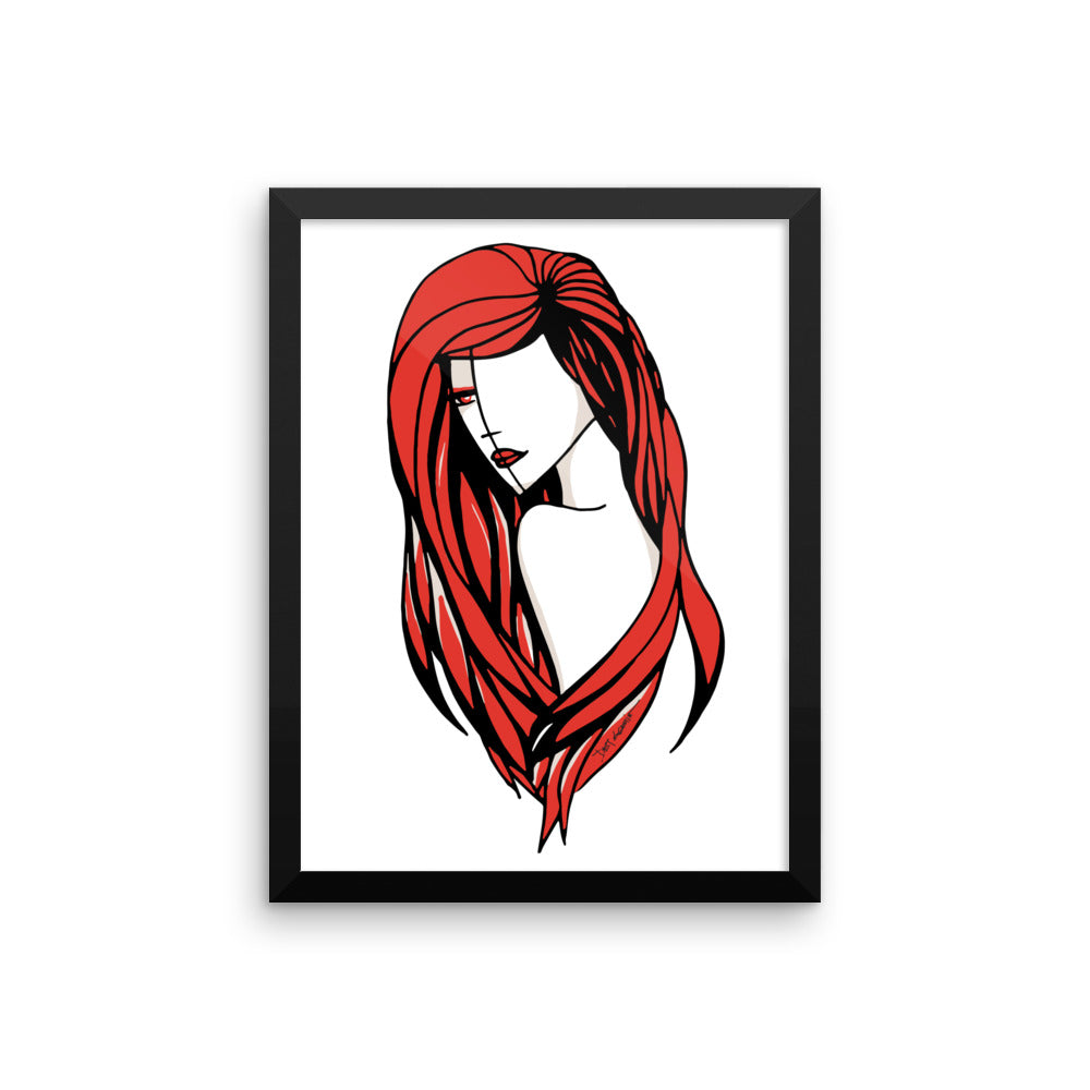 Woman Fashion In Red Framed Poster Wall Art