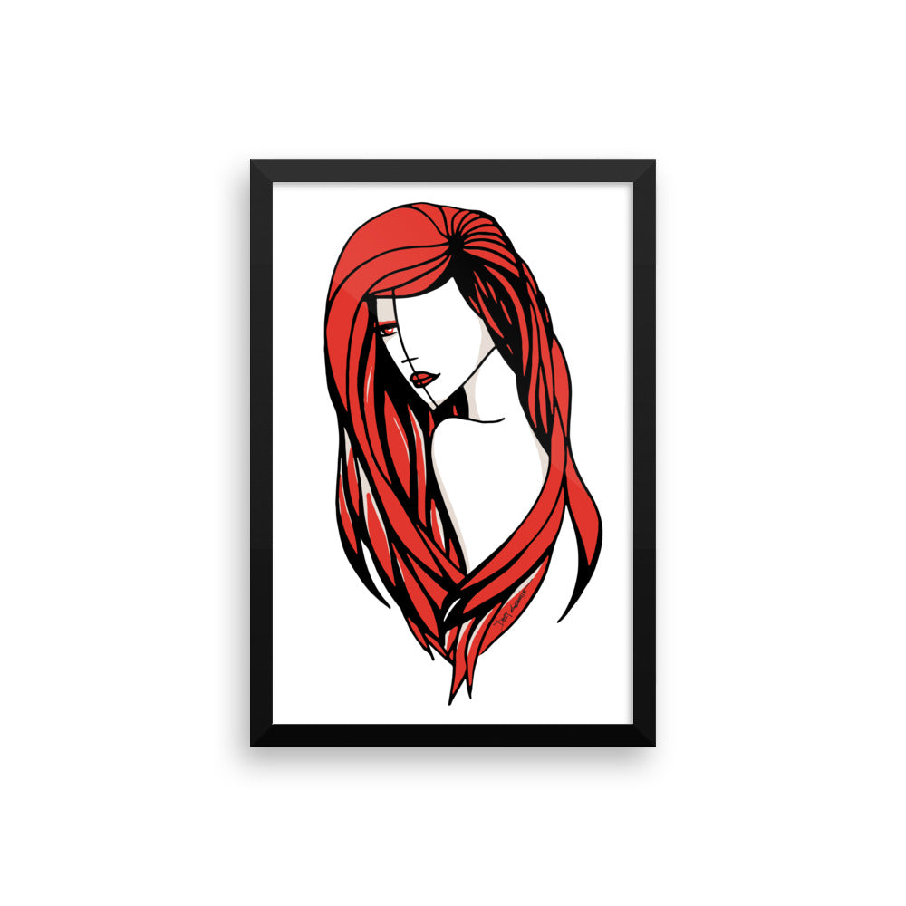 Woman Fashion In Red Framed Poster Wall Art