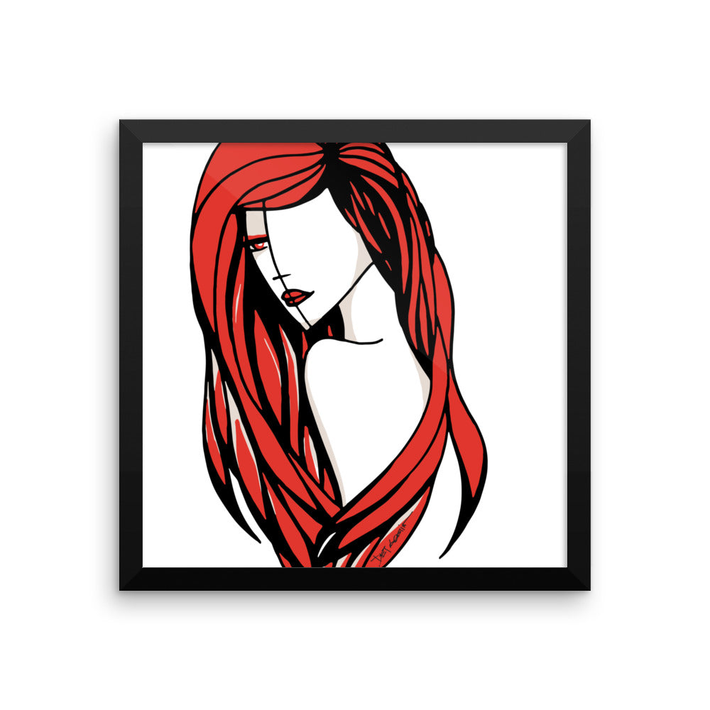 Woman Fashion In Red Framed Poster Wall Art