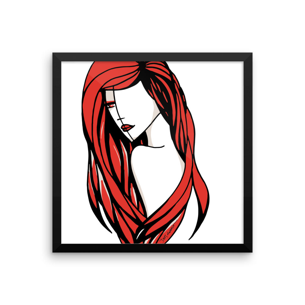 Woman Fashion In Red Framed Poster Wall Art