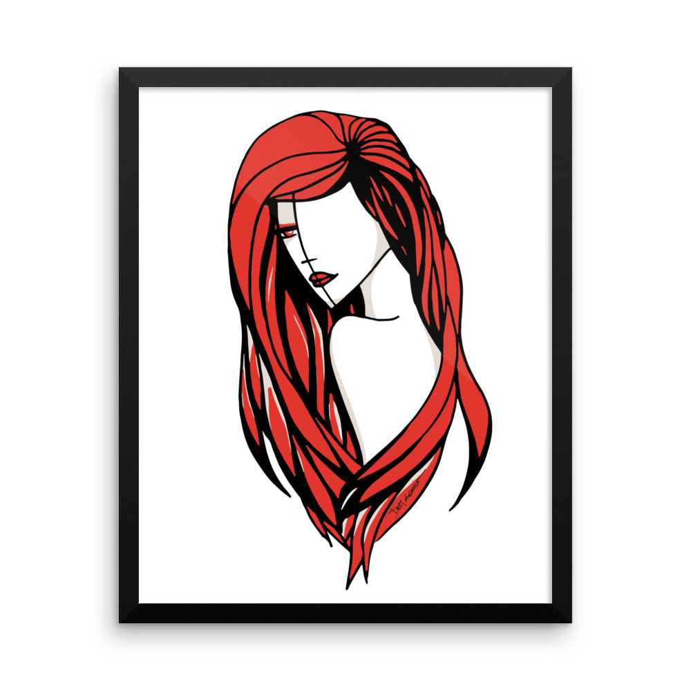 Woman Fashion In Red Framed Poster Wall Art
