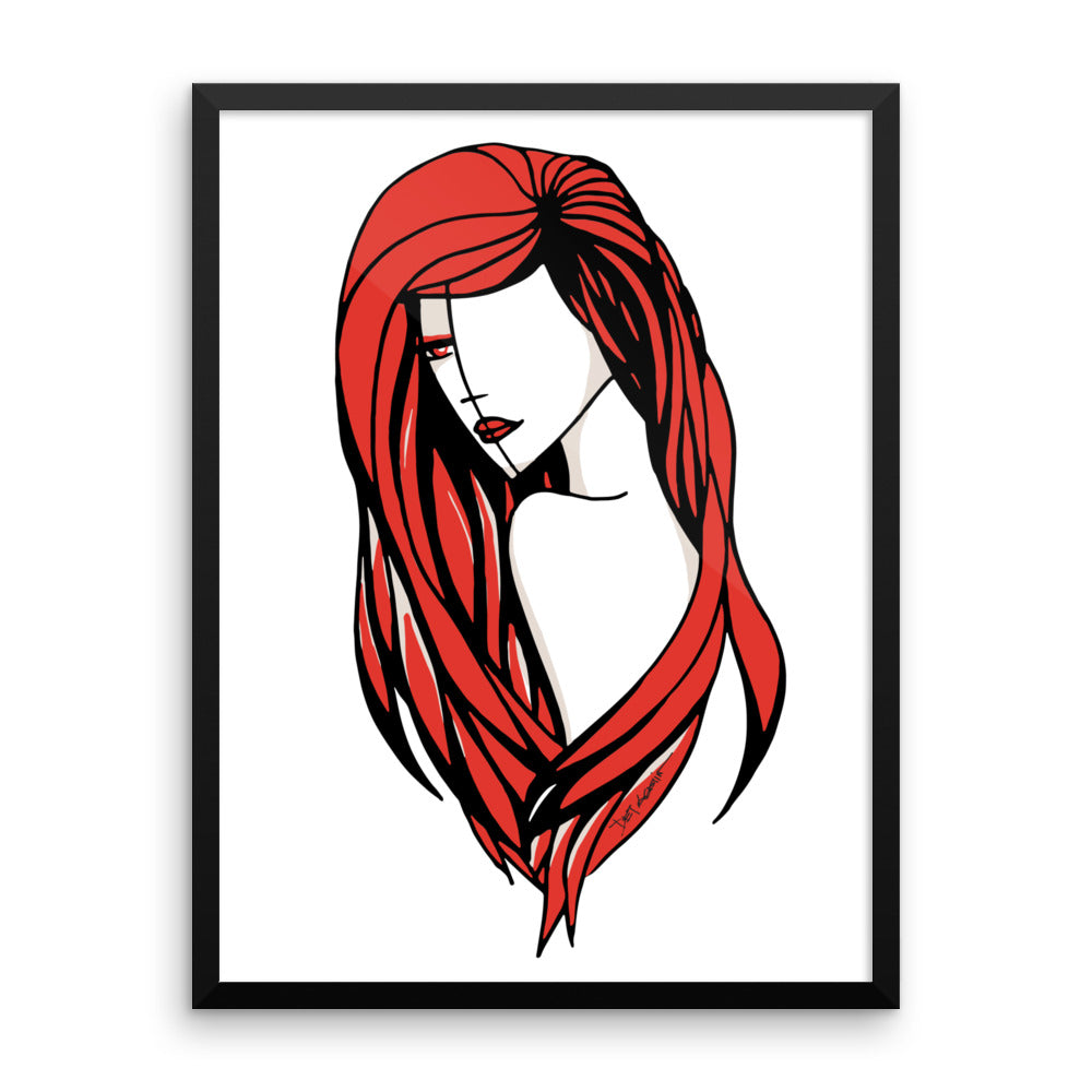 Woman Fashion In Red Framed Poster Wall Art