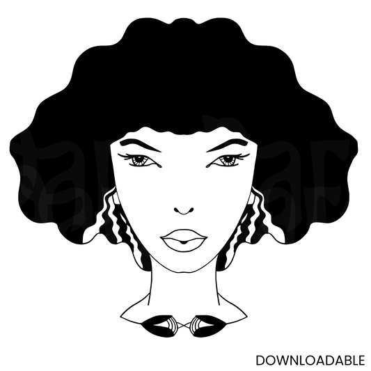 Black Diva Afro Cricut  Hair Silhouette PNG Sumblimation Digital Wall Art