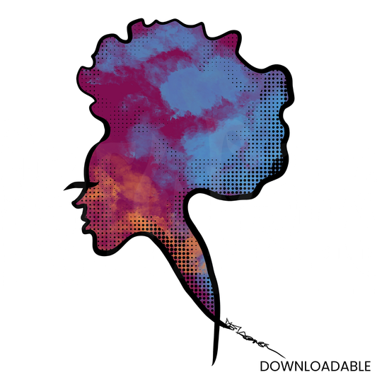 Colorful African Woman Side Profile Face Sublimation PNG Digital Wall Art