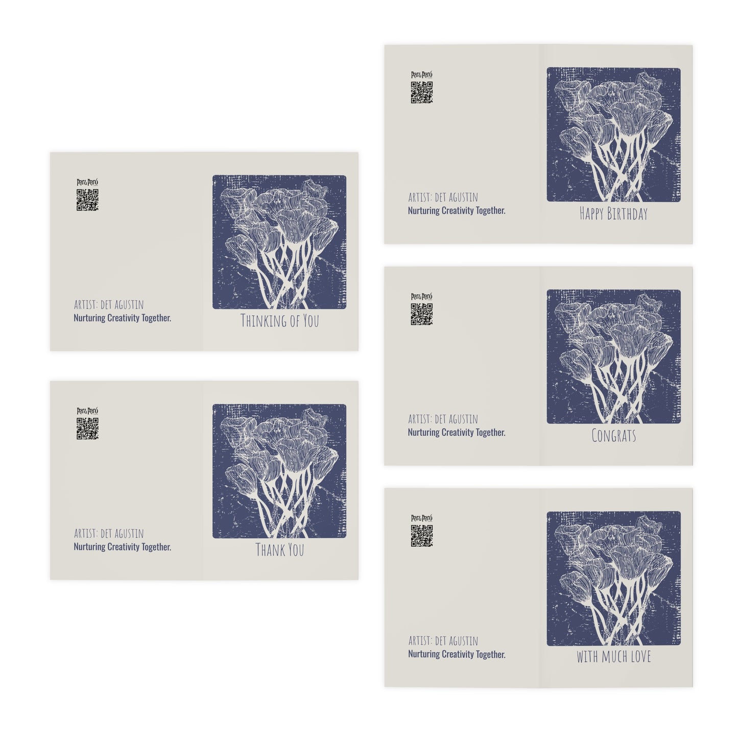 Tulip Drawing Greeting Cards (5-Pack)