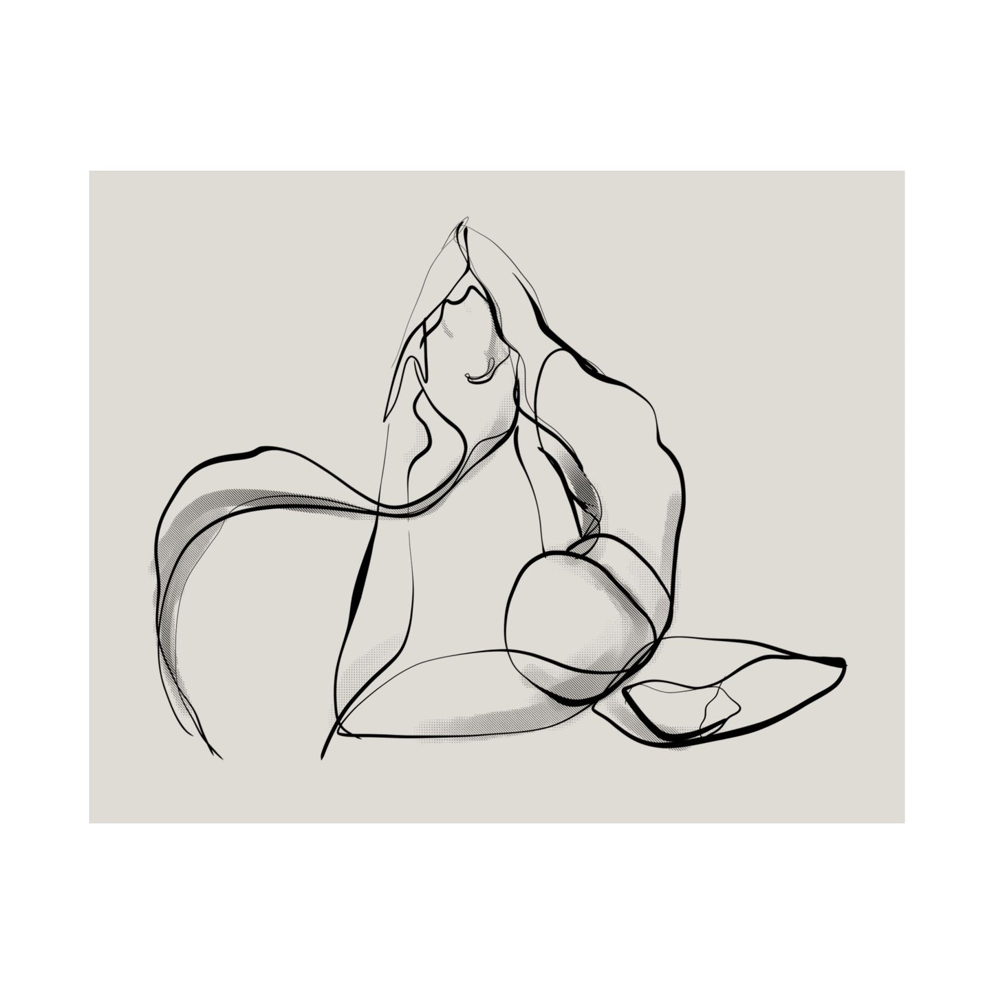 Yoga Pigeon Pose Matte Poster - Flowing Silhouette Wall Art