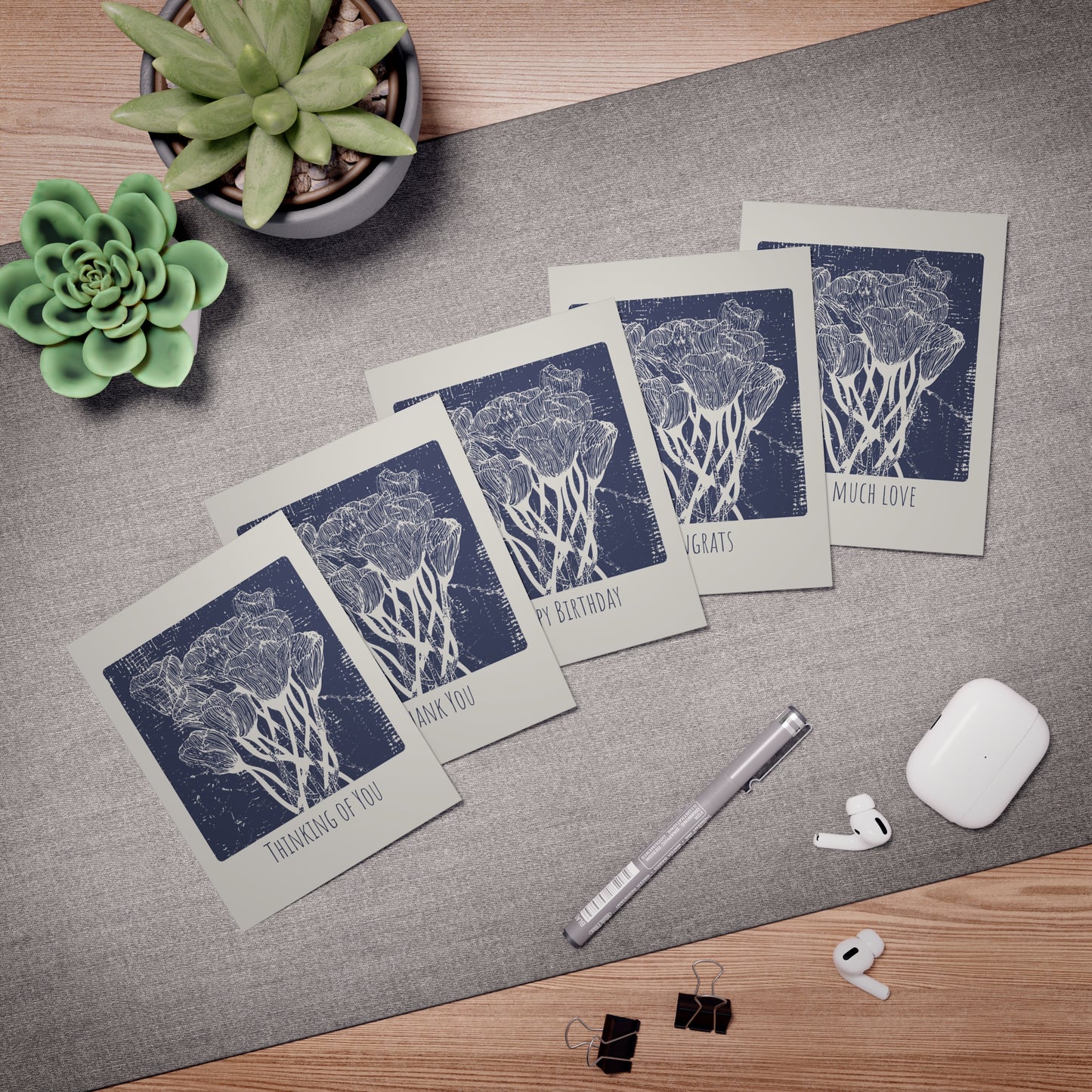 Tulip Drawing Greeting Cards (5-Pack)