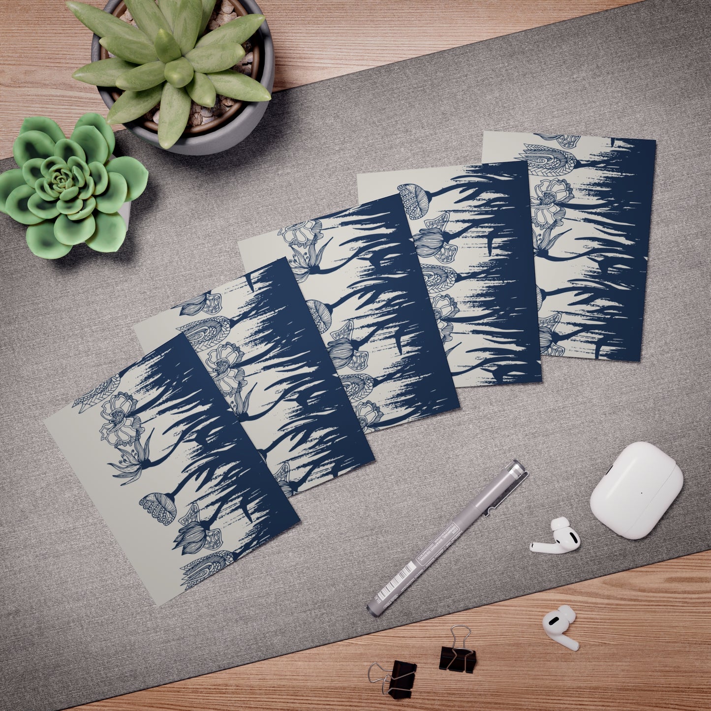 Floral Zentangle Doodle Greeting Cards (5-Pack)