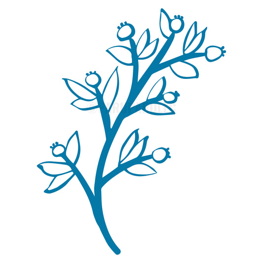 Branch Flower Buds Blue SVG Cut File for Cutting, Laser, and Print Projects