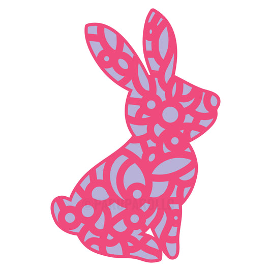 Detailed Bunny Cutout SVG Stencil for Cardstock, Vinyl, Laser, and Print