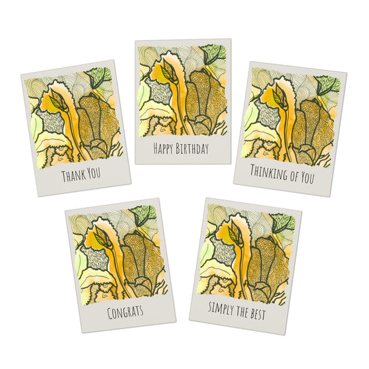 Intuitive Zentangle Line Art Greeting Cards (5-Pack)