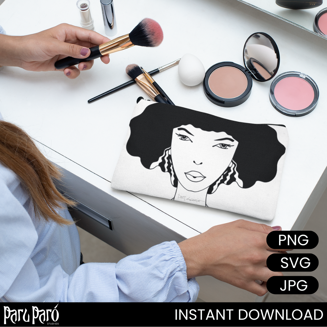 Black Diva Afro Cricut  Hair Silhouette PNG Sumblimation Digital Wall Art