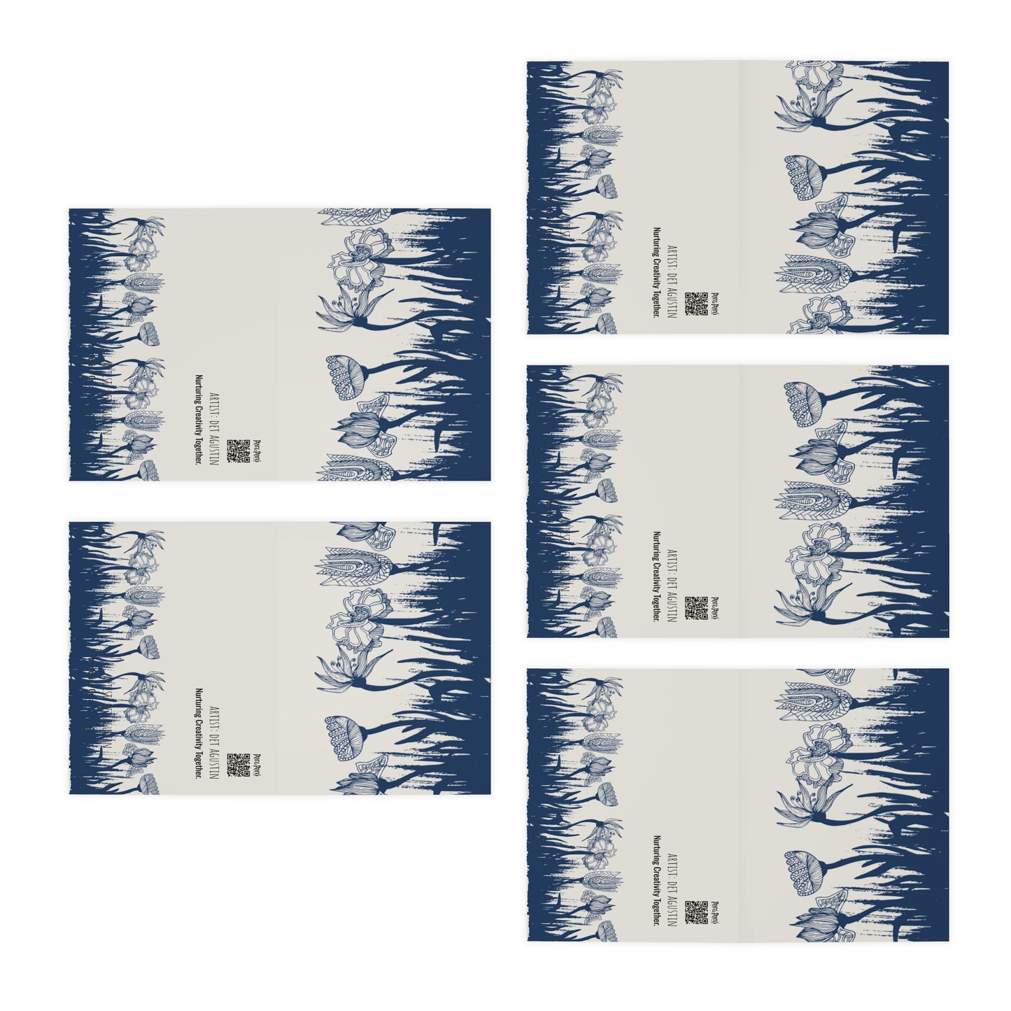 Floral Zentangle Doodle Greeting Cards (5-Pack)