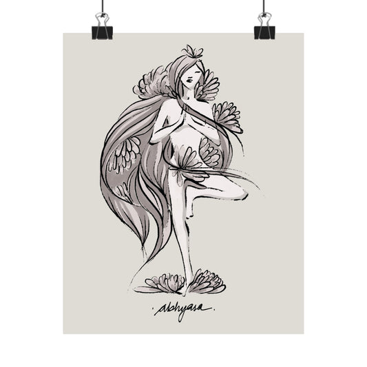 Yoga Tree Pose Matte Poster - Abhyasa Sanskrit Wall Art