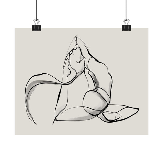 Yoga Pigeon Pose Matte Poster - Flowing Silhouette Wall Art