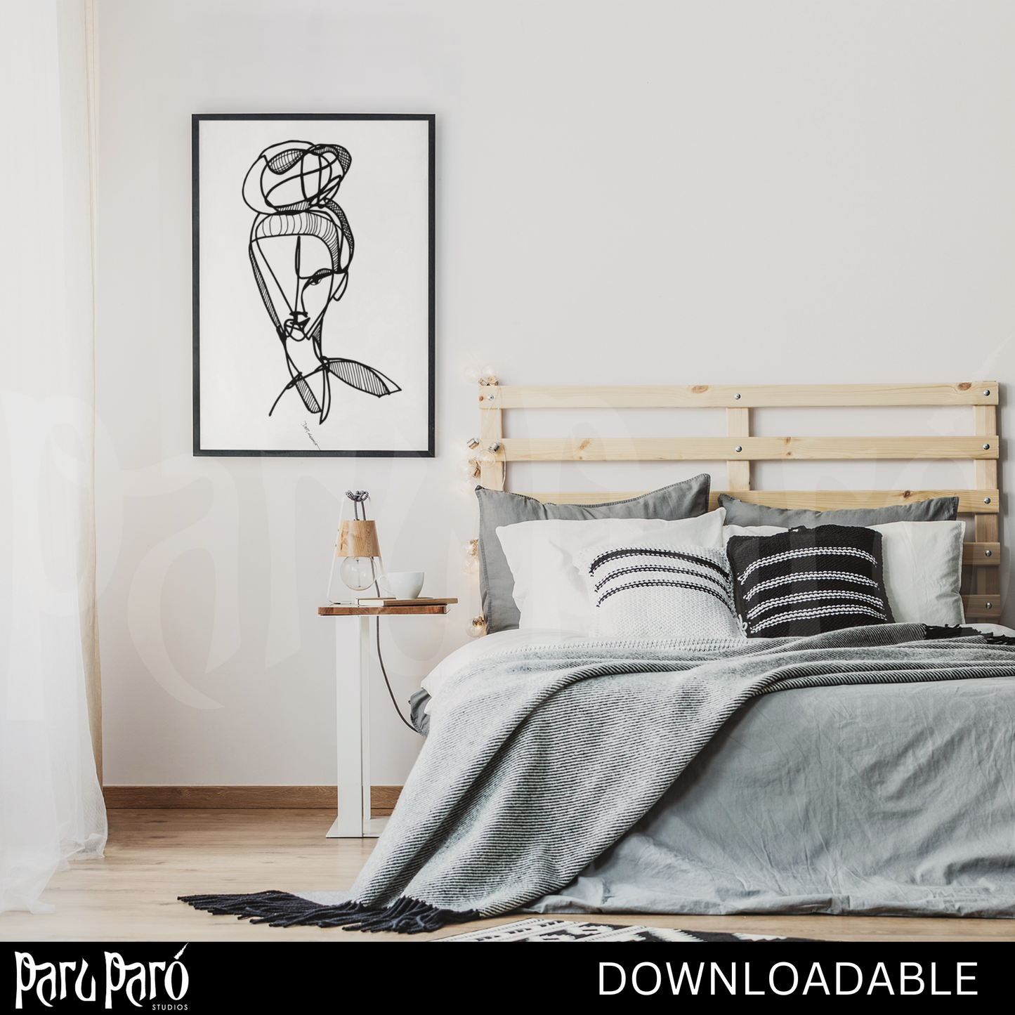 Abstract Woman Face One Line PNG Sublimation Digital Wall Art