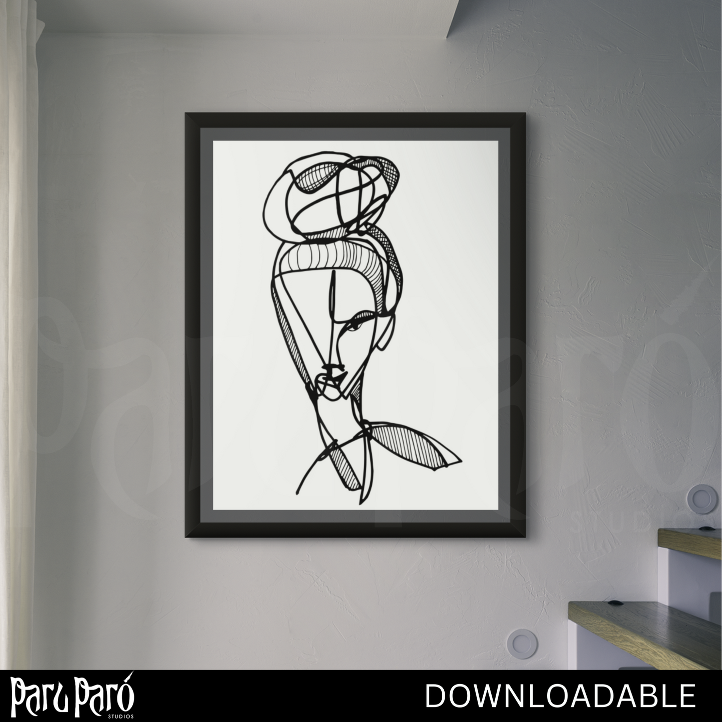 Abstract Woman Face One Line PNG Sublimation Digital Wall Art