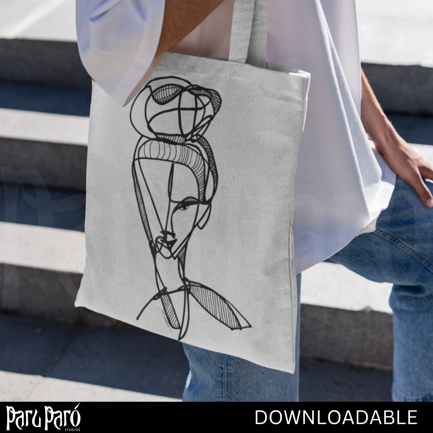 Abstract Woman Face One Line PNG Sublimation Digital Wall Art