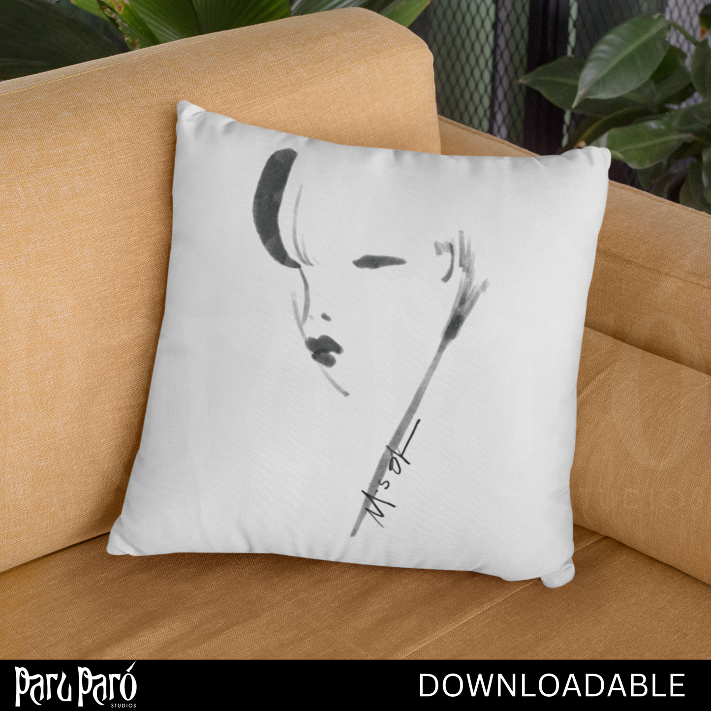 Abstract Woman Face Sketch PNG Sublimation Digital Wall Art