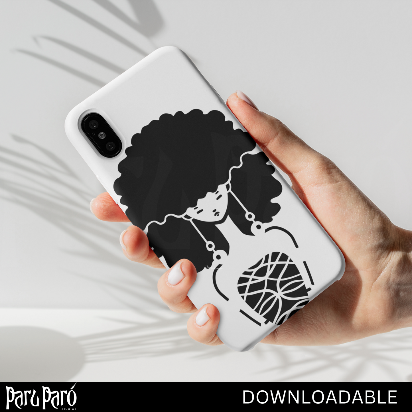 Black Curly Hair Woman Cricut Silhouette PNG Sublimation Digital Wall Art