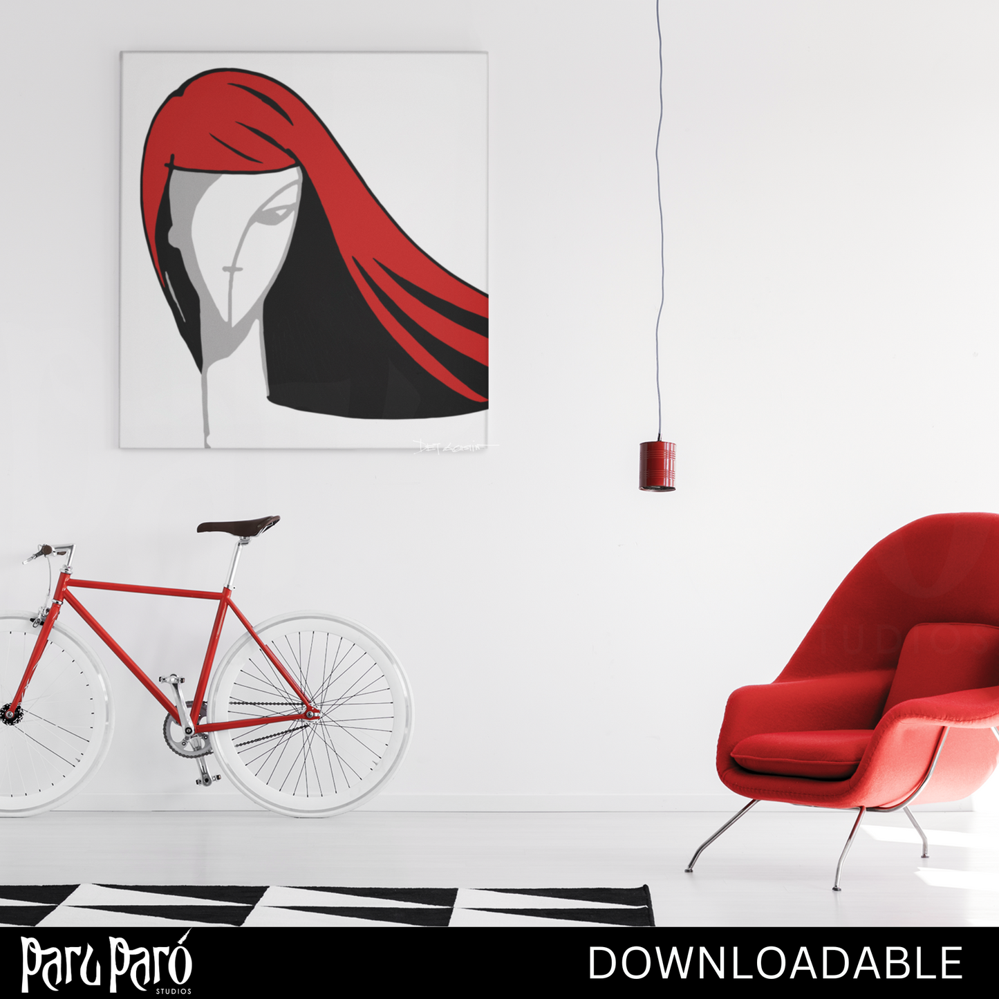 Colorful Salon Hair Woman Logo PNG Sublimation Digital Wall Art