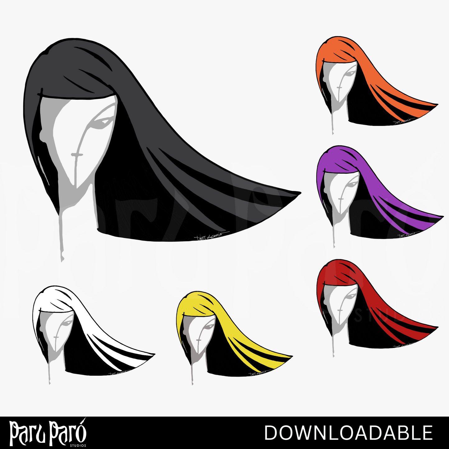 Colorful Salon Hair Woman Logo PNG Sublimation Digital Wall Art