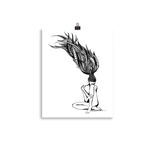 White Female Sitting Yoga Pose Poster Wall Art Print