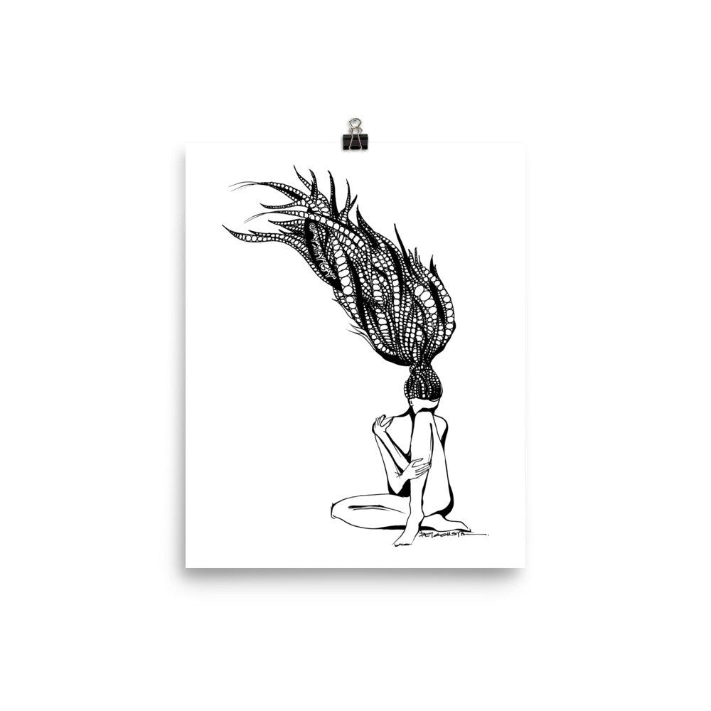 White Female Sitting Yoga Pose Poster Wall Art Print