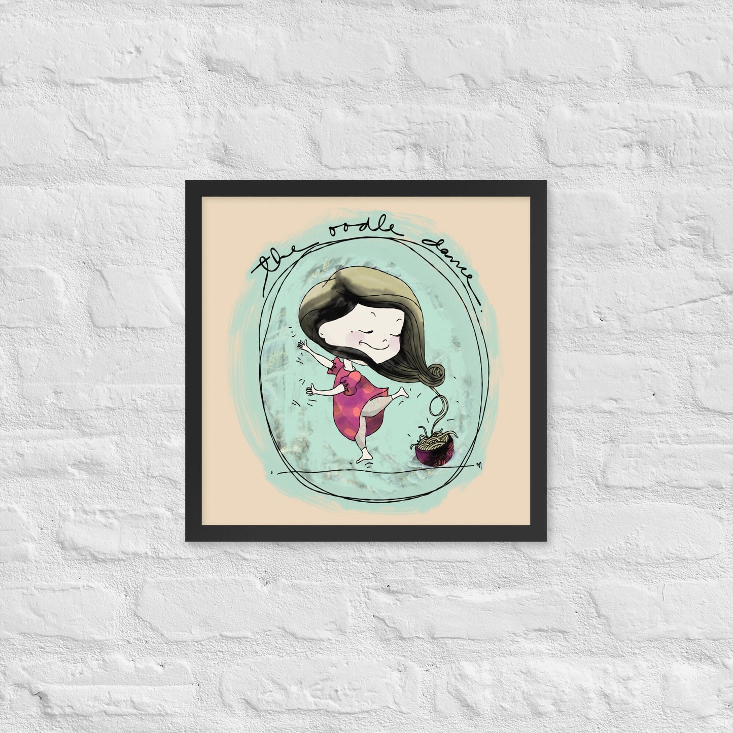 Happy Playful Child Dancing Framed Poster Wall Art