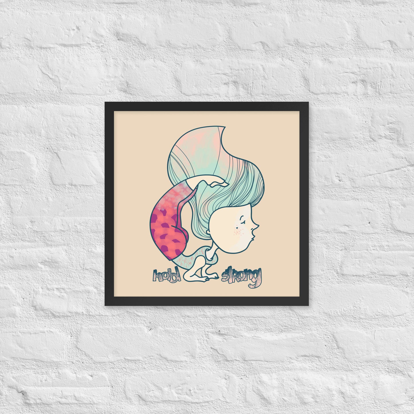 Yoga Framed Poster Wall Art Scorpion Yoga Pose Illustration Yoga Studio Art Mint Green Decor Strong Inspirational Quote Saying Yoga Gift