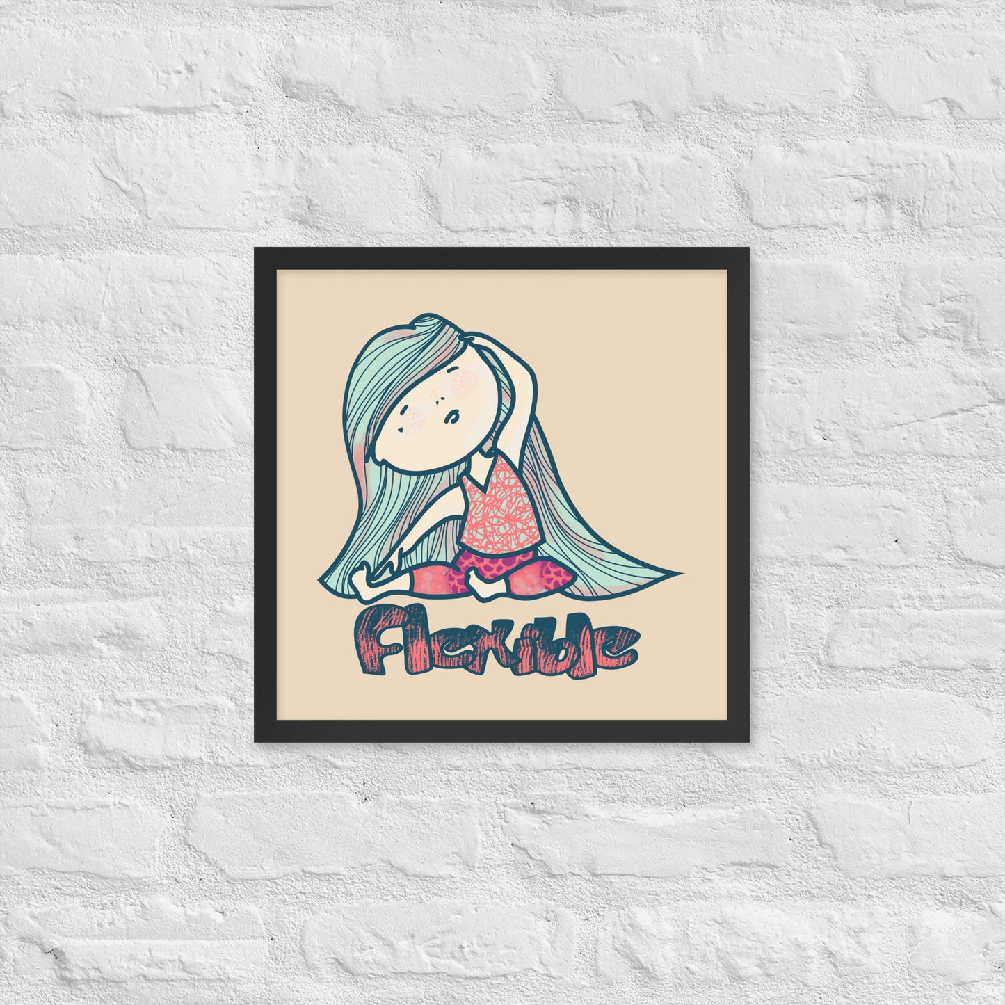 Playful Fun Sketch Yoga Framed Poster Wall Art