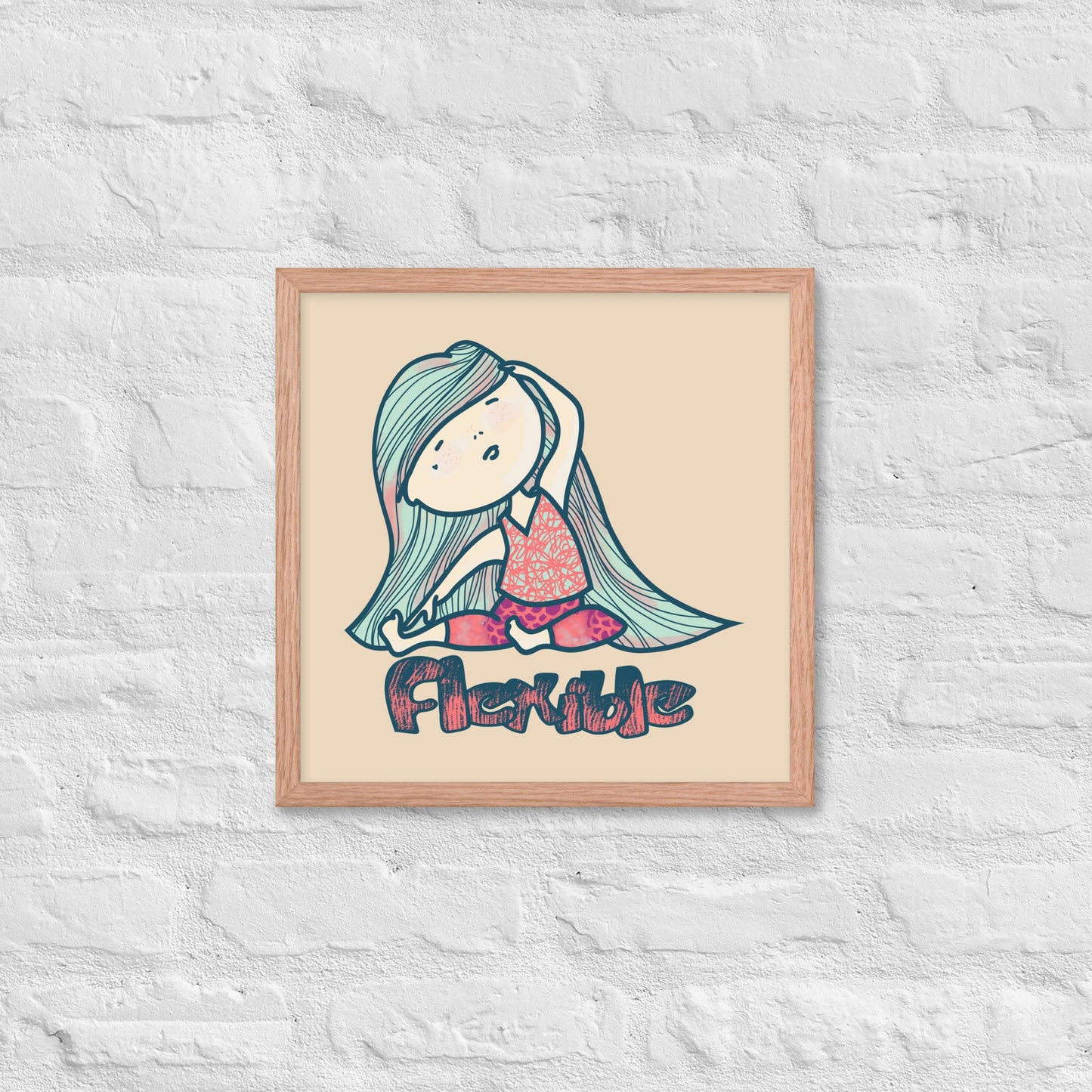 Playful Fun Sketch Yoga Framed Poster Wall Art