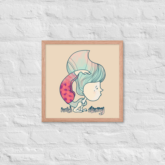 Yoga Framed Poster Wall Art Scorpion Yoga Pose Illustration Yoga Studio Art Mint Green Decor Strong Inspirational Quote Saying Yoga Gift