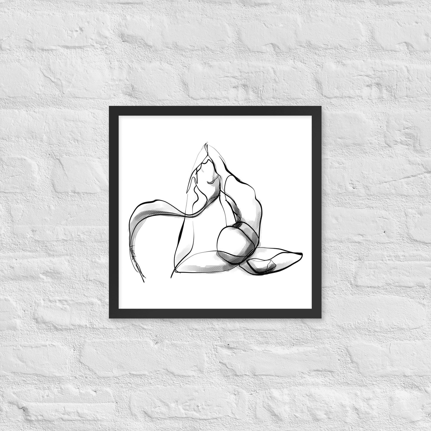 Yoga Framed Poster Wall Art Mermaid Yoga Pose Illustration Yoga Inspired Free Flowing Bending Drawings Yoga Studio Art Gift Decor