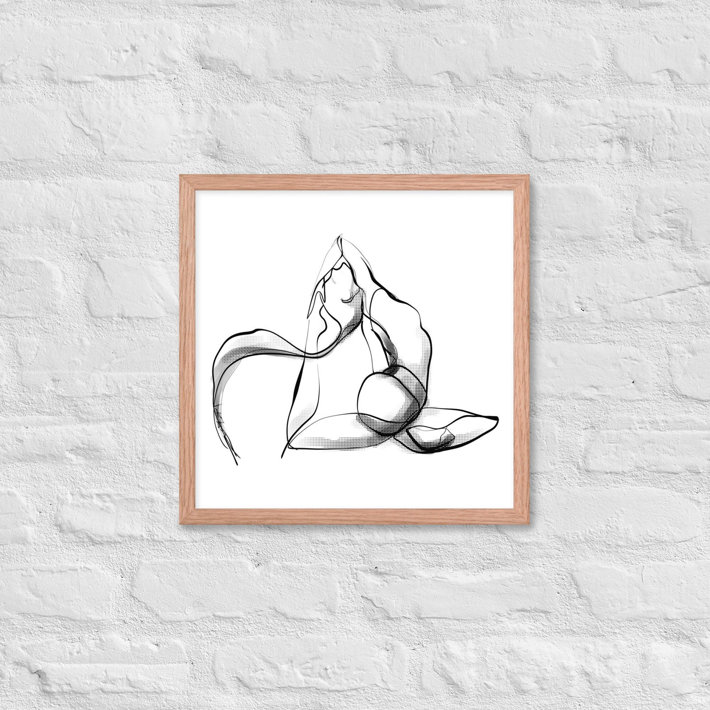 Yoga Framed Poster Wall Art Mermaid Yoga Pose Illustration Yoga Inspired Free Flowing Bending Drawings Yoga Studio Art Gift Decor