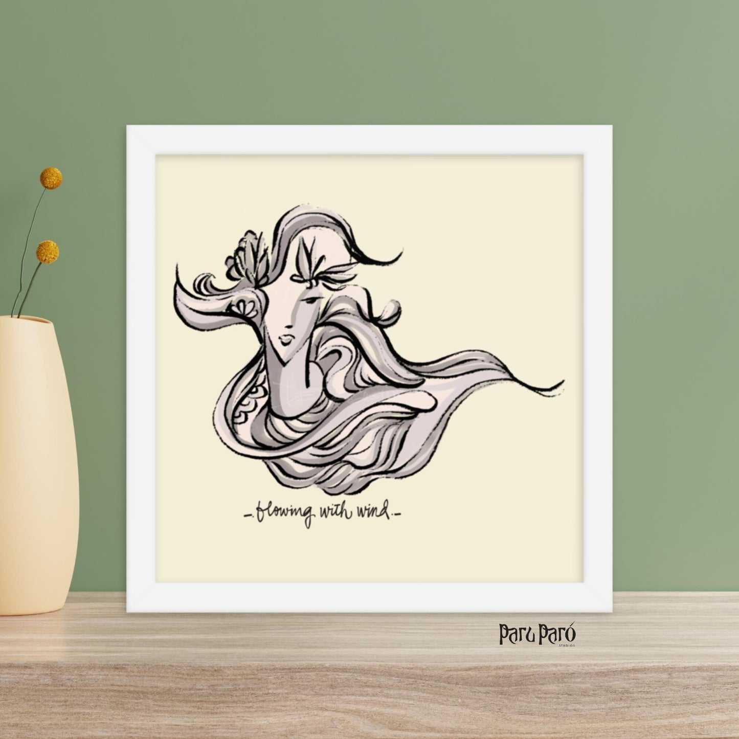 Flowing with Wind Yoga Framed Poster Wall Art