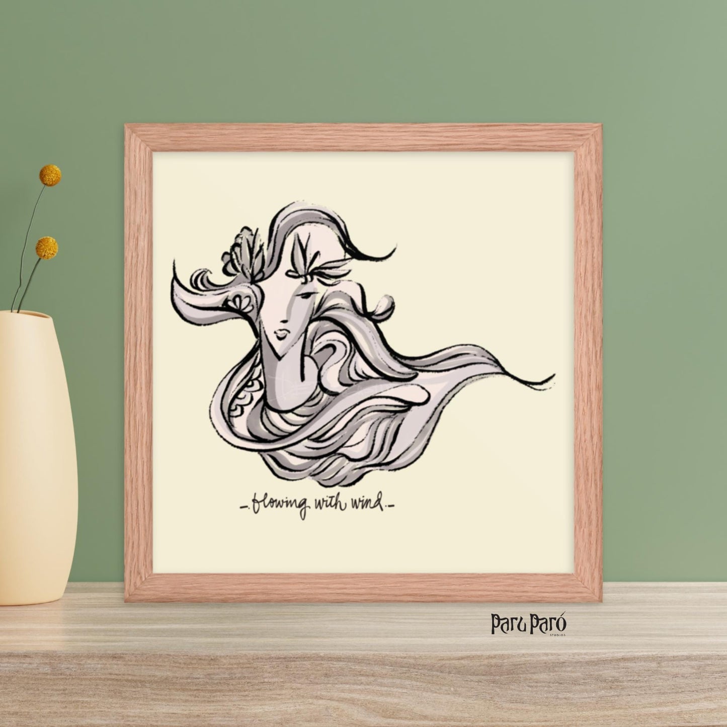 Flowing with Wind Yoga Framed Poster Wall Art